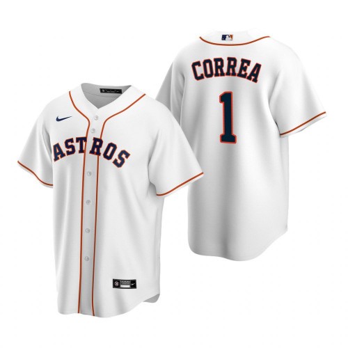 Men's Houston Astros #1 Carlos Correa White MLB Cool Base Stitched Jersey